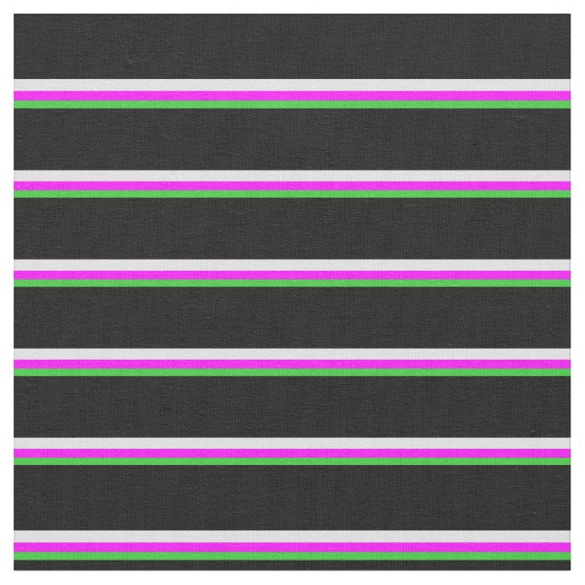 Lime Green, Fuchsia, Lavender, and Black Lines Fabric (Close Up)