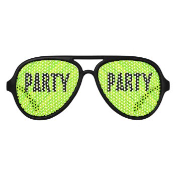 Lime Green Fun Party Text Aviator Sunglasses by PartyPrep at Zazzle