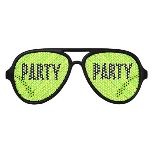 Lime Green Fun Party Text Aviator Sunglasses