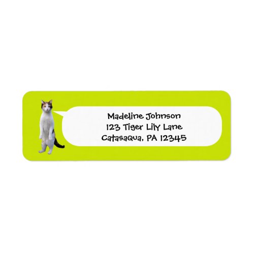 Lime Green Funny Standing Cat Photo Return Address Label