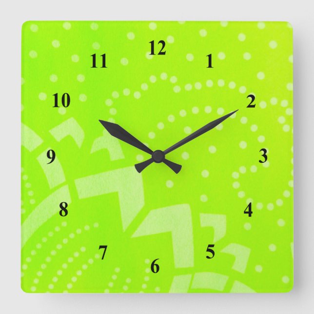 Lime Green geomentric dot stripe graphic pattern Square Wall Clock (Front)