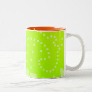 Lime Green geomentric dot stripe graphic pattern Two-Tone Coffee Mug