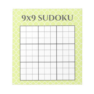 Lime Green Geometric 9x9 Sudoku Grid Template Notepad