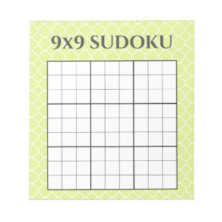 Lime Green Geometric 9x9 Sudoku Grid Template Notepad