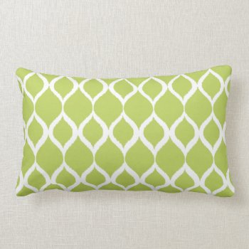 Lime Green Geometric Ikat Tribal Print Pattern Lumbar Pillow by SharonaCreations at Zazzle