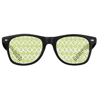 Lime Green Geometric Ikat Tribal Print Pattern Retro Sunglasses by SharonaCreations at Zazzle