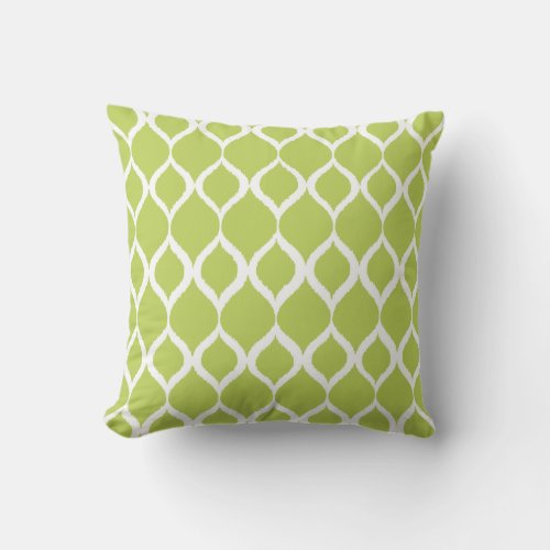 Lime Green Geometric Ikat Tribal Print Pattern Throw Pillow