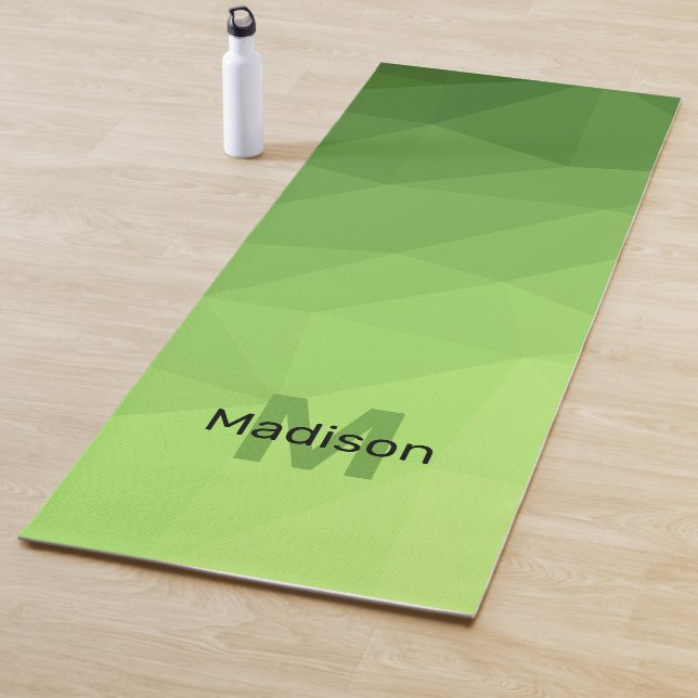 Lime green geometric mesh ombre pattern Monogram Yoga Mat (In Situ)