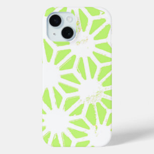 Lime green geometric pattern iPhone 15 case