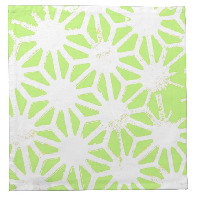 Lime green geometric pattern cloth napkin (Front)