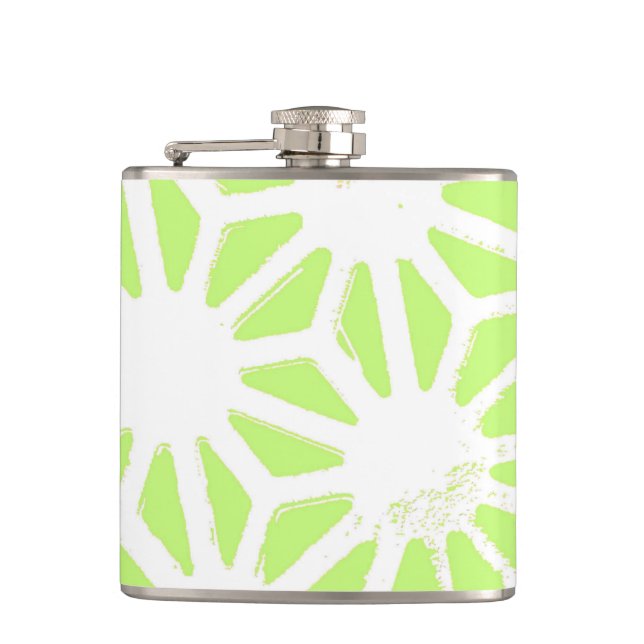 Lime green geometric pattern flask (Front)