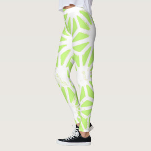 Lime green geometric pattern leggings