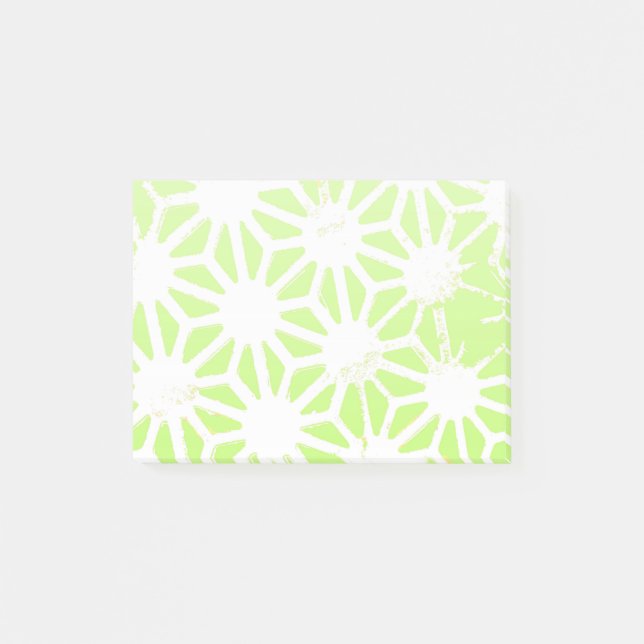 Lime green geometric pattern post-it notes (Front)