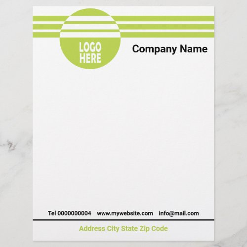 Lime Green geometric stripes with logo and QR code Letterhead