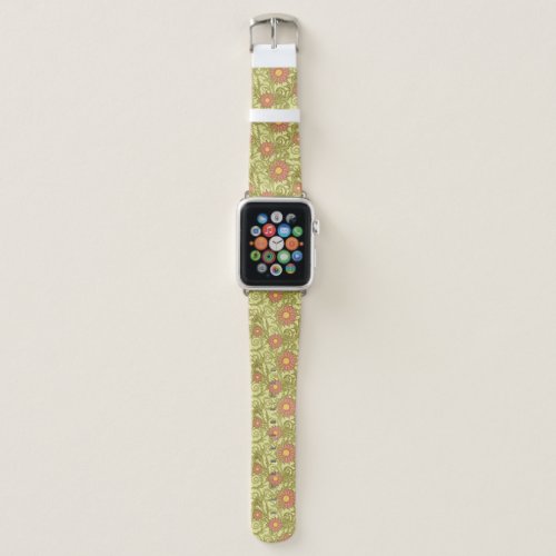 Lime Green Geometric Vine Floral Pattern Apple Watch Band