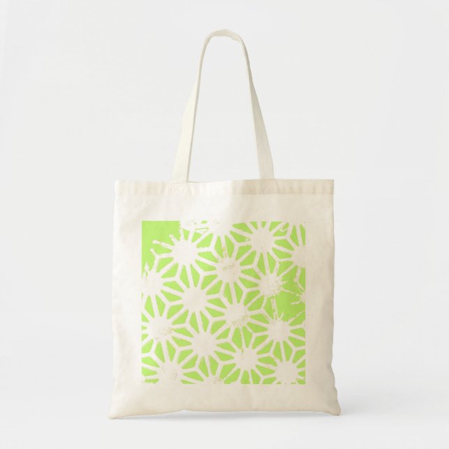 Lime green geomettric pattern tote bag (Front)