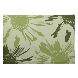 Lime Green Gerbera Flowers Cloth Placemat