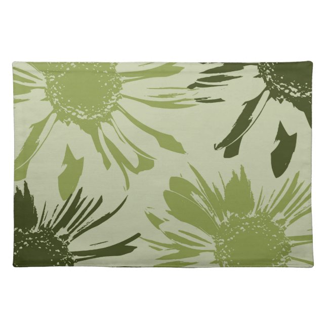 Lime Green Gerbera Flowers Cloth Placemat (Front)