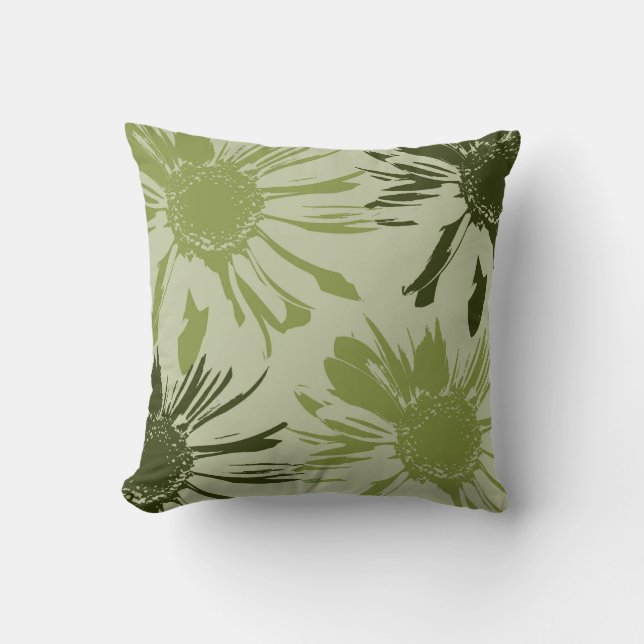 Lime Green Gerbera Flowers Throw Pillow (Front)