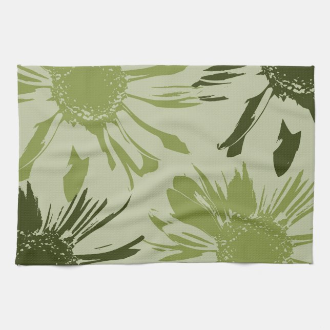 Lime Green Gerbera Flowers Towel (Horizontal)