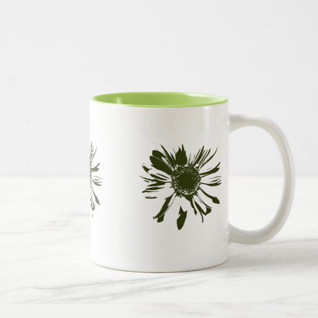 Lime Green Gerbera Flowers Two-Tone Coffee Mug (Right)
