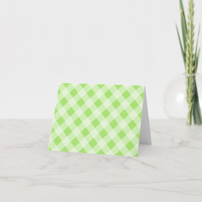 Lime Green Gingham Thank You Card (Front)