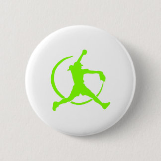 Lime Green Girl's"FAST PITCH SOFTBALL" image Pinback Button