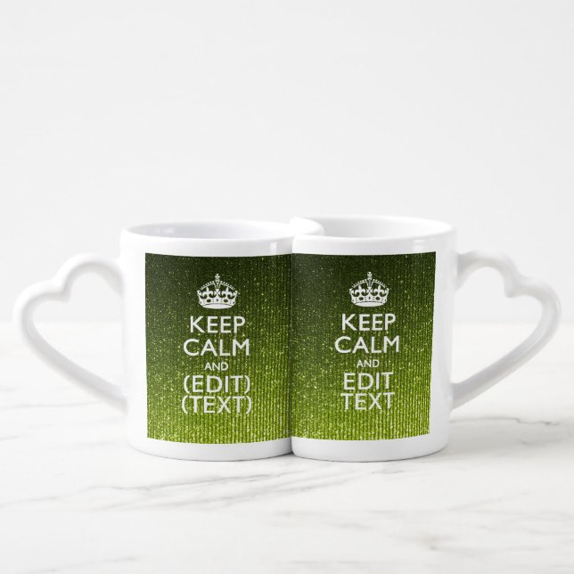 Lime Green Glamour Keep Calm Saying Coffee Mug Set (Front Nesting)