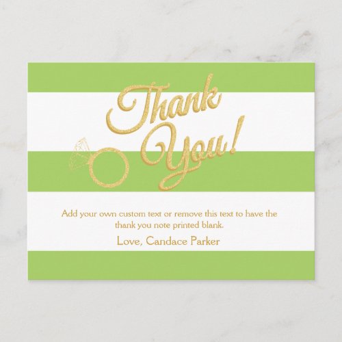 Lime Green Glitter and Stripes Thank You Cards
