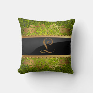Lime Green Glitter Sequin Disco Couch Throw Pillow