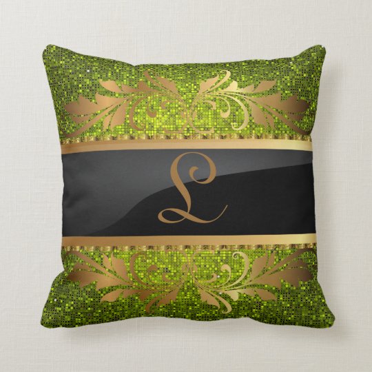 Lime Green Glitter Sequin Disco Couch Throw Pillow