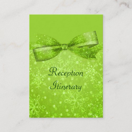 Lime Green &amp; Glitter Shimmer Snowflakes Business Card