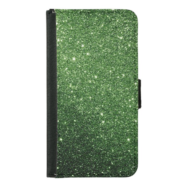 Lime Green Glitter Style Samsung Galaxy Wallet Case (Front)