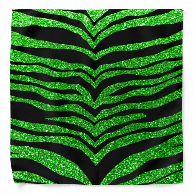 Lime green glitter tiger stripes bandana (Front)