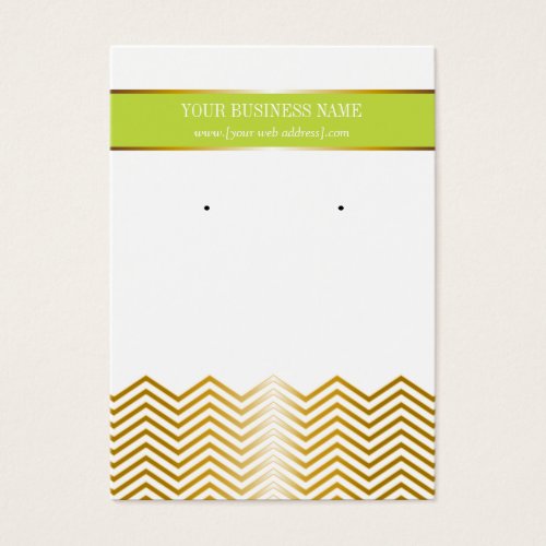 Lime Green Gold Chevron Custom Earring Card