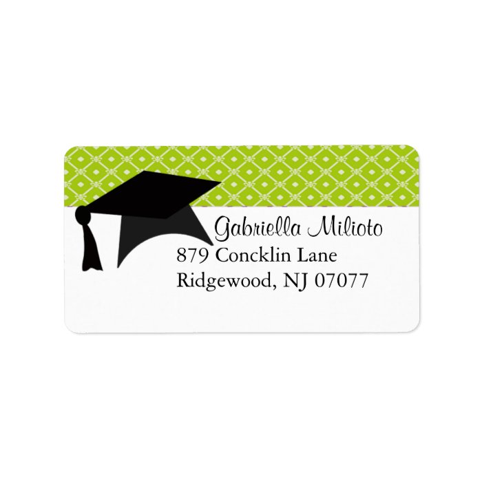 Lime Green Graduation Cap Label