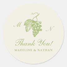 Lime Green Grape Monogram Wedding Sticker