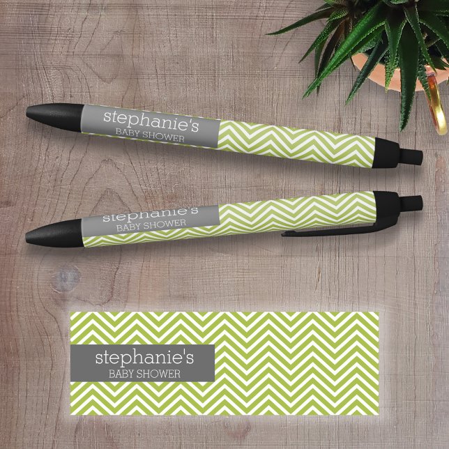 Lime Green & Gray Gender Neutral Baby Shower Suite Pen (Personalized Writing Pen )