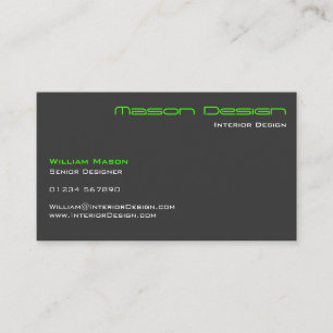 Lime Green Gray Modern Minimalistic Business Card