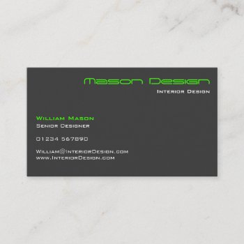 Lime Green Gray Modern Minimalistic Business Card by ImageAustralia at Zazzle
