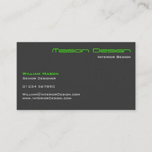 Lime Green Gray Modern Minimalistic Business Card