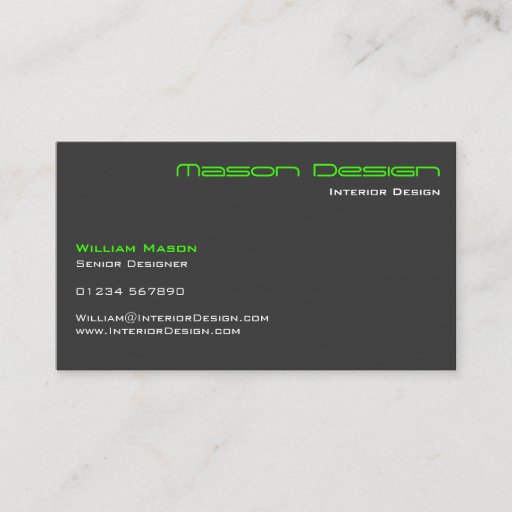 Customizable Lime Green Gray Modern Minimalistic Business Card