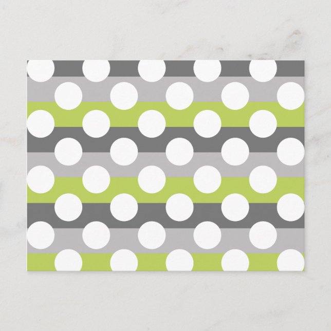 Lime Green Gray White Modern Polka Dot Pattern Postcard (Front)