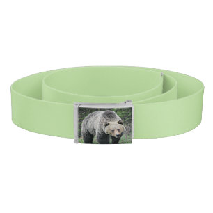 Lime Green Grizzly Bear Buckle Design Belt