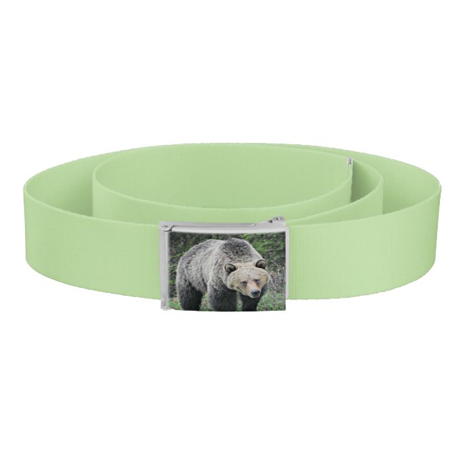 Lime Green Grizzly Bear Buckle Design Belt (Coil)