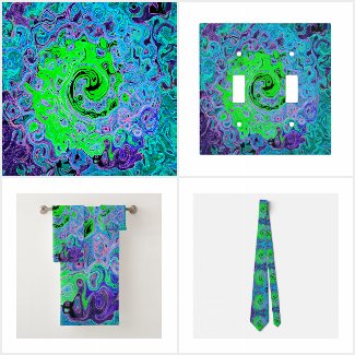 Lime Green Groovy Abstract Retro Liquid Swirl