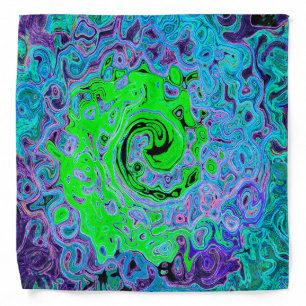 Lime Green Groovy Abstract Retro Liquid Swirl Bandana