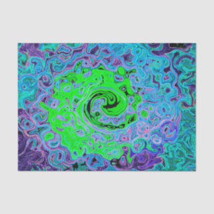 Lime Green Groovy Abstract Retro Liquid Swirl Tissue Paper