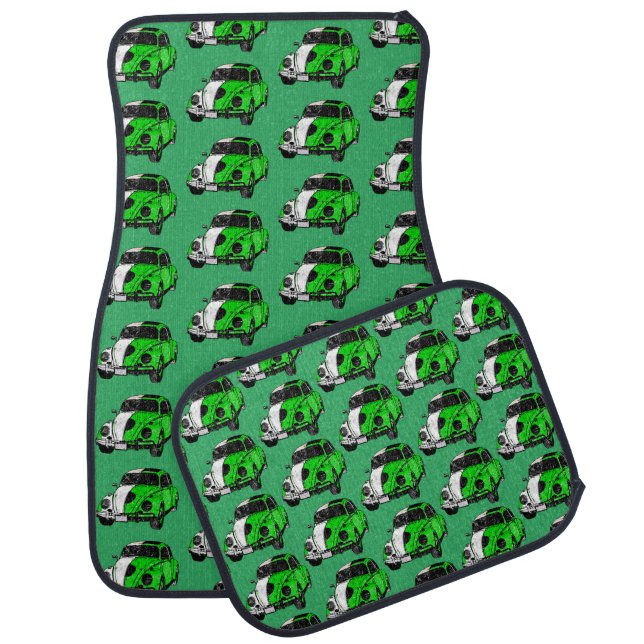 Lime Green Grunge Classic  Car Floor Mat (Set)