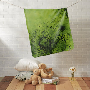 Lime Green Grunge with Black Accents Baby Blanket